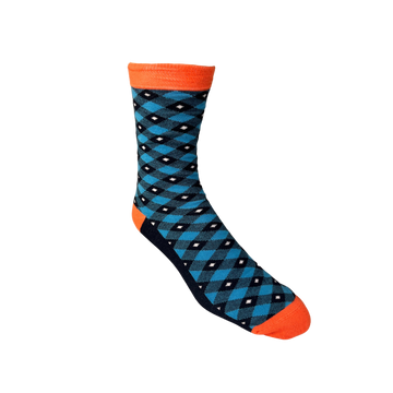 Blue, Orange Plaid Bamboo Sock