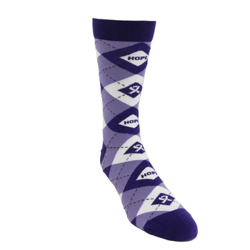 "HOPE" Purple Argyle Sock