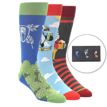 BEER LOVERS MEN'S DRESS SOCKS GIFT BOX 3 PACK - Men's Size 8-12