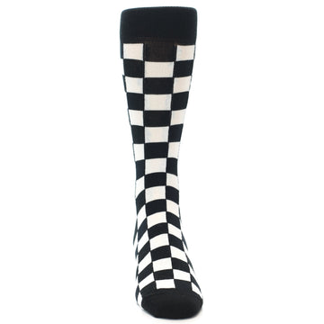 Black White Checkered Men's Dress Socks