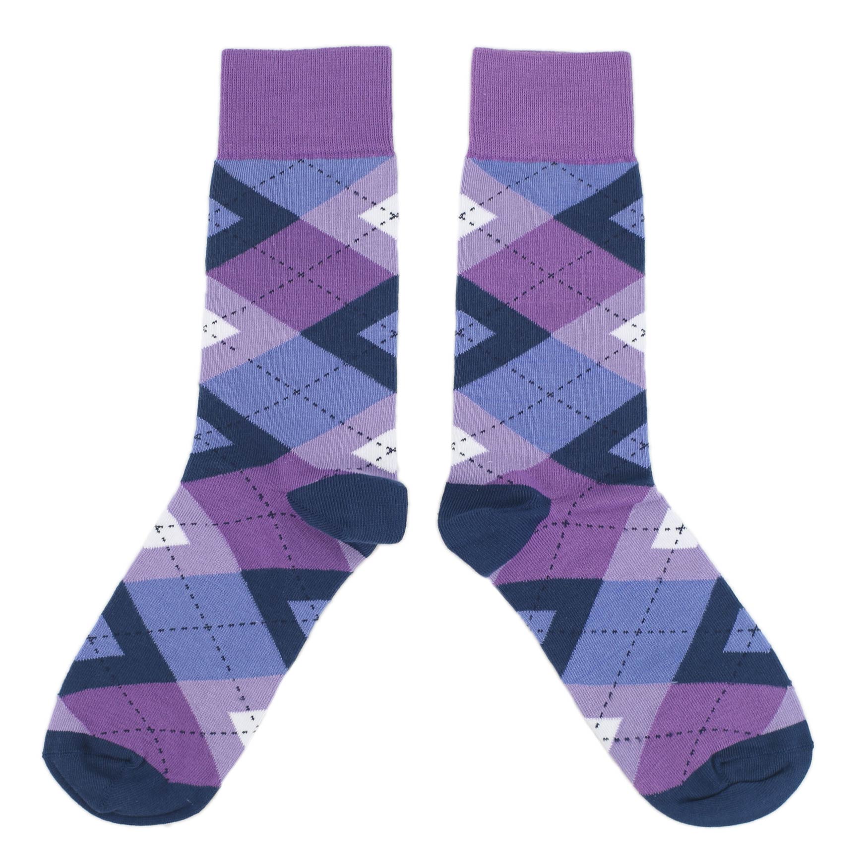 Purples-Blue-Argyle-Men's-Dress-Socks-Statement-Sockwear-overhead