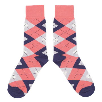coral and navy blue dress socks Men's Navy Blue and Coral Argyle Socks TieMart