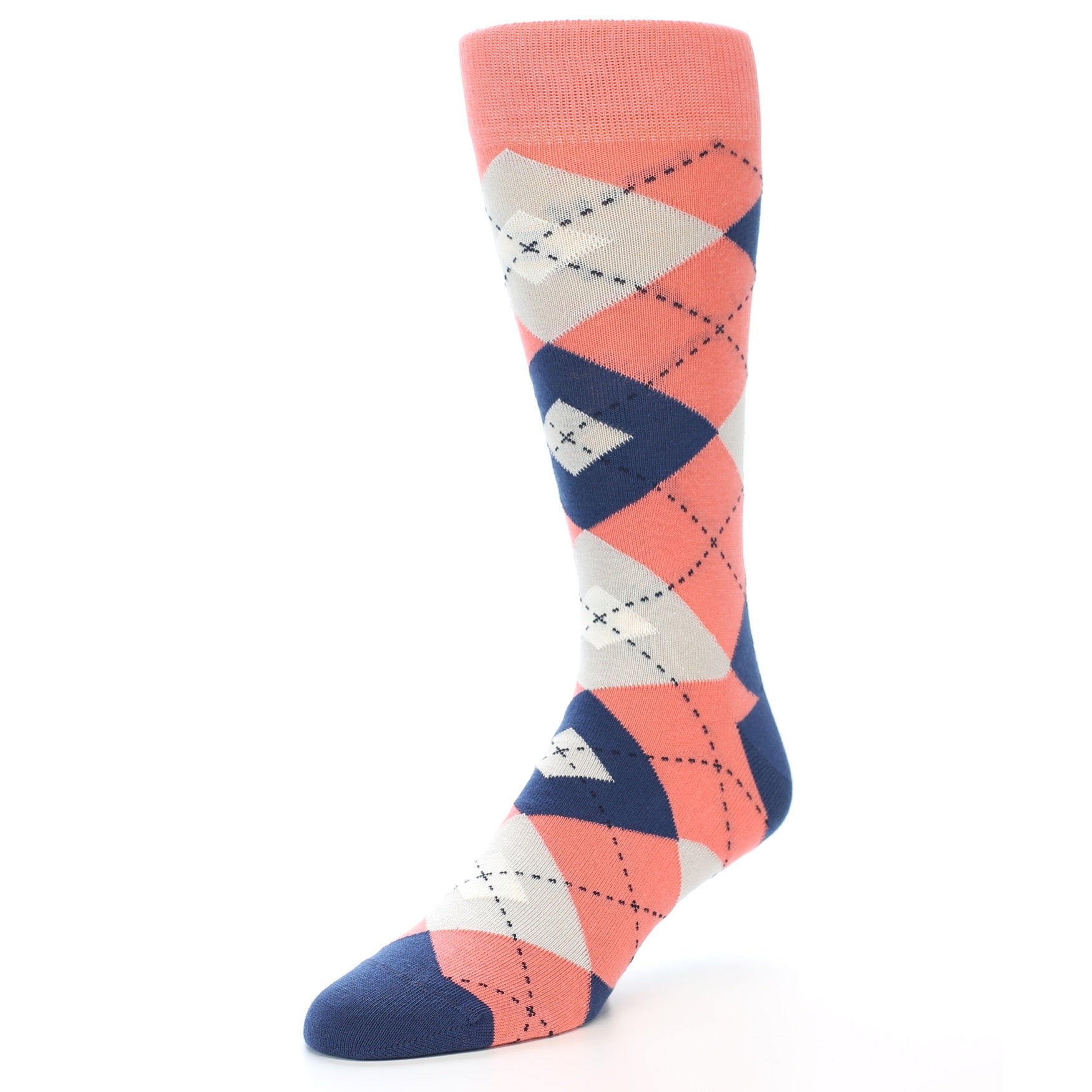 Argyle Golf Socks, Navy/Orange/White