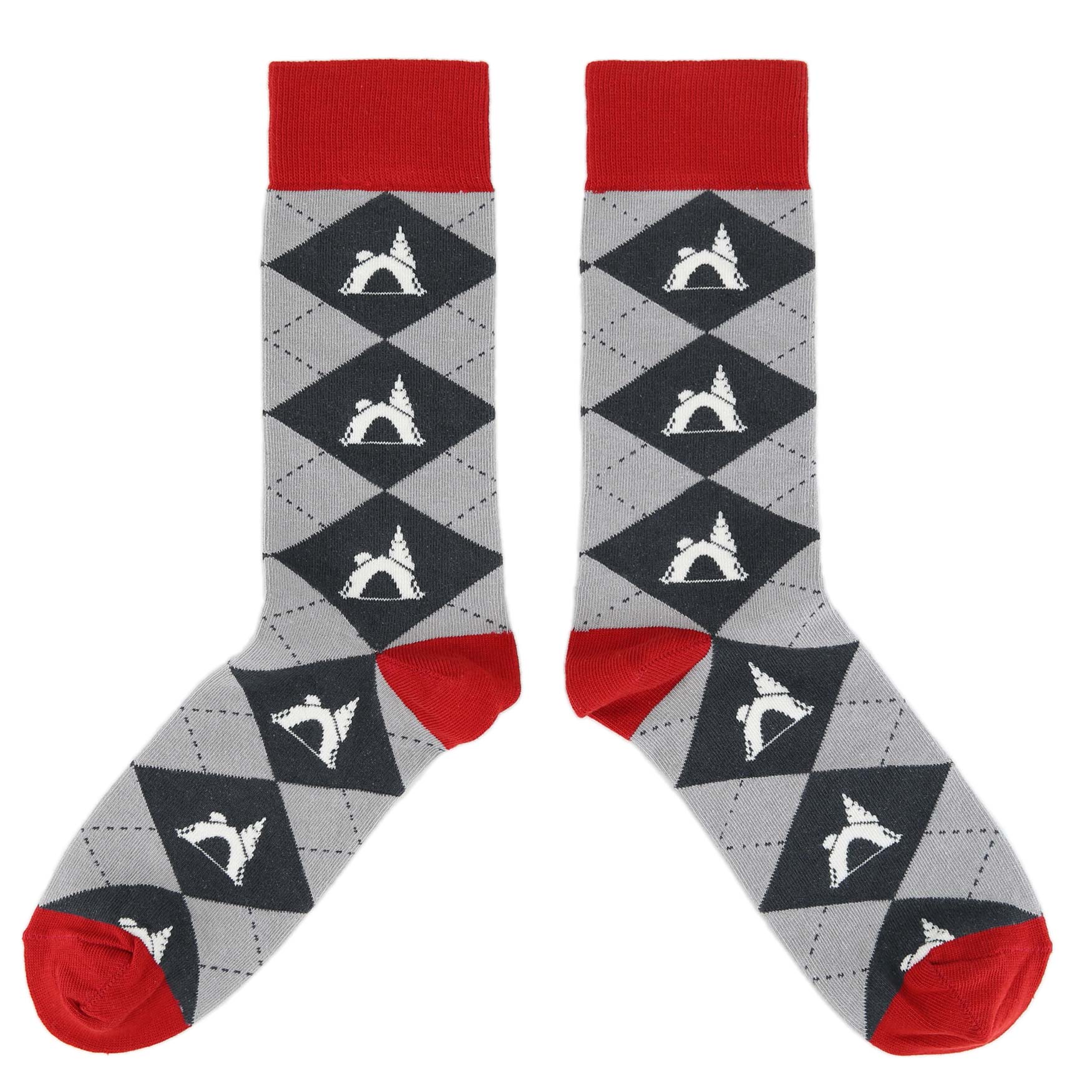 Grey-Tent-Camping-Argyle-Mens-Dress-Socks-boldsocks-overhead