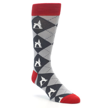 Grey Tent Camping Argyle Socks - Men’s Dress Socks