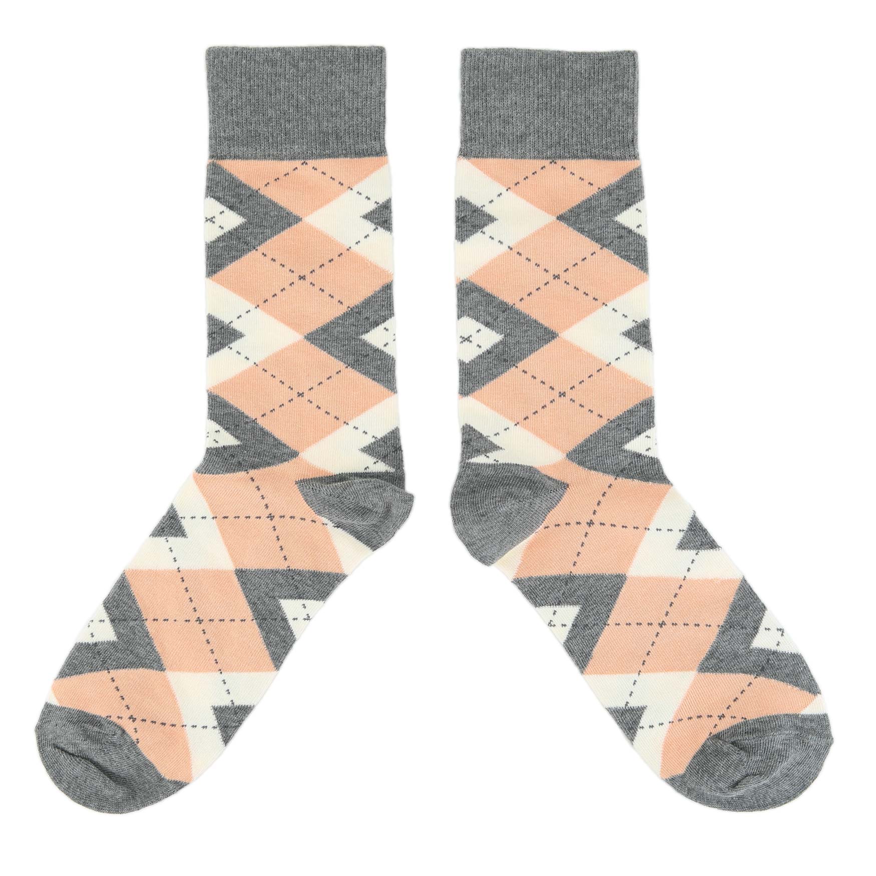 Peach-Grey-Blue-Argyle-Mens-Dress-Socks-Statement-Sockwear-overhead