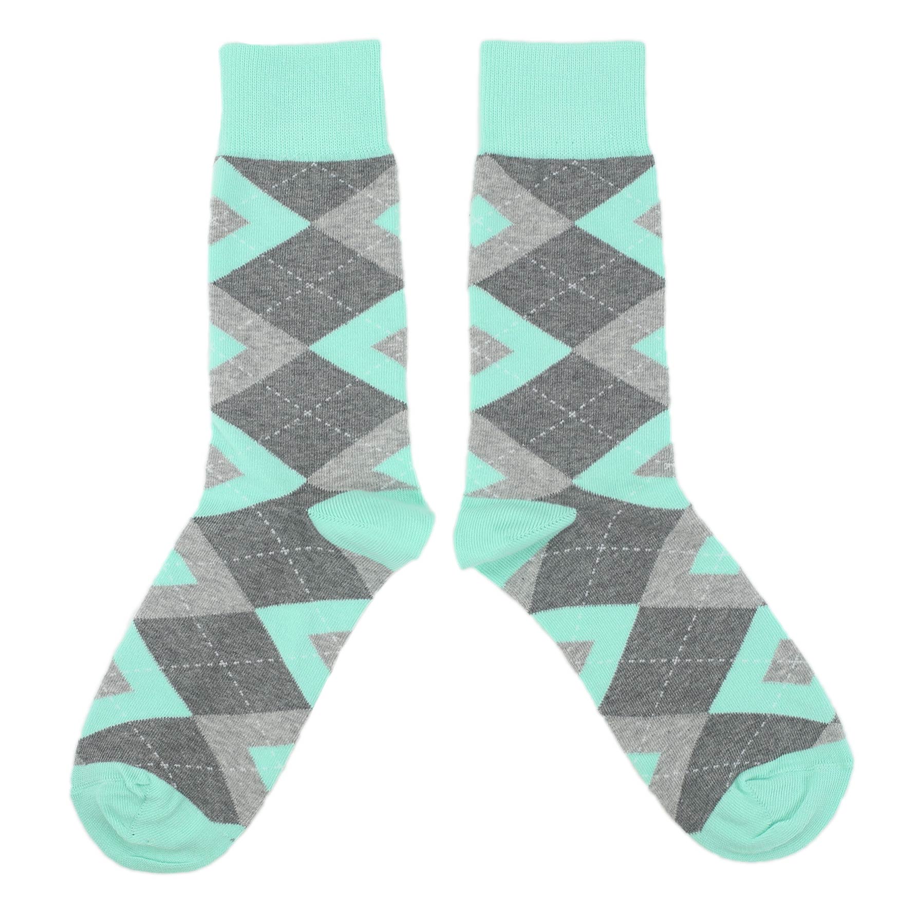 Mint-Grey-Argyle-Mens-Dress-Socks-Statement-Sockwear-overhead