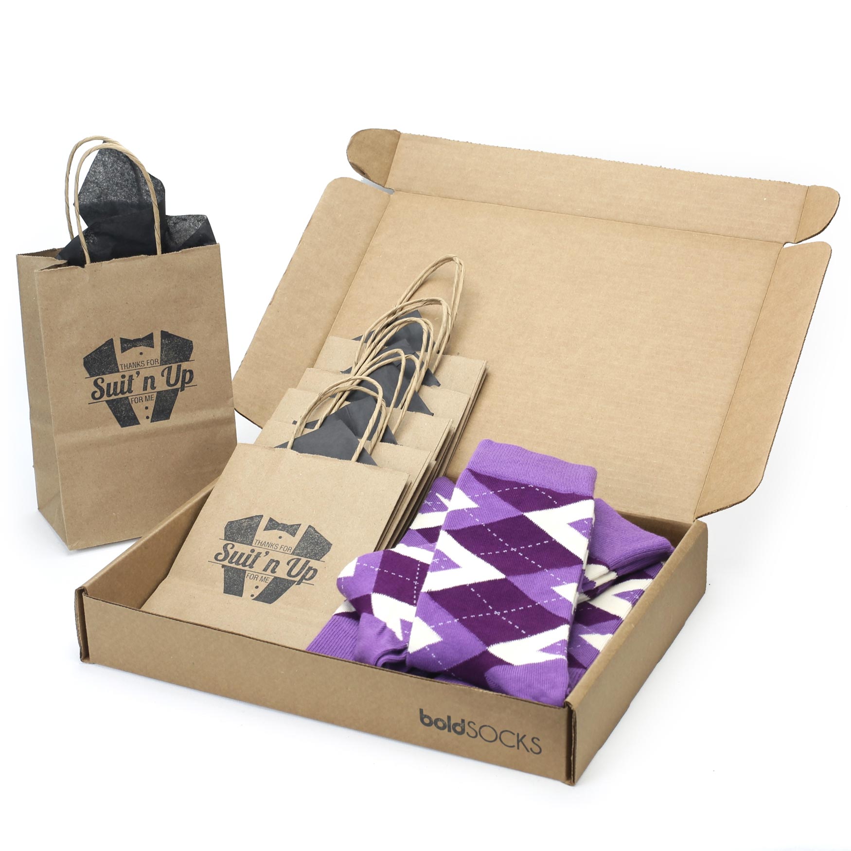 Wisteria Plum Argyle Socks in Customizable Wedding Groomsmen Kit