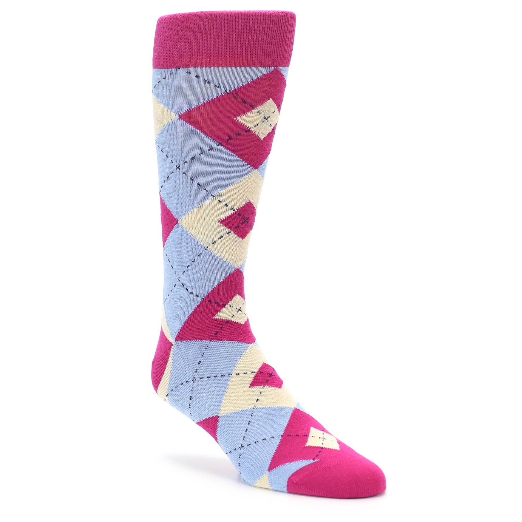 Fuchsia and Light Blue Argyle Groomsmen Wedding Socks