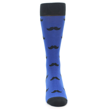 Blue Black Mustache Socks - Men’s Novelty Dress Socks