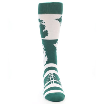Green White Michigan Socks - Men's Novelty Dress Socks