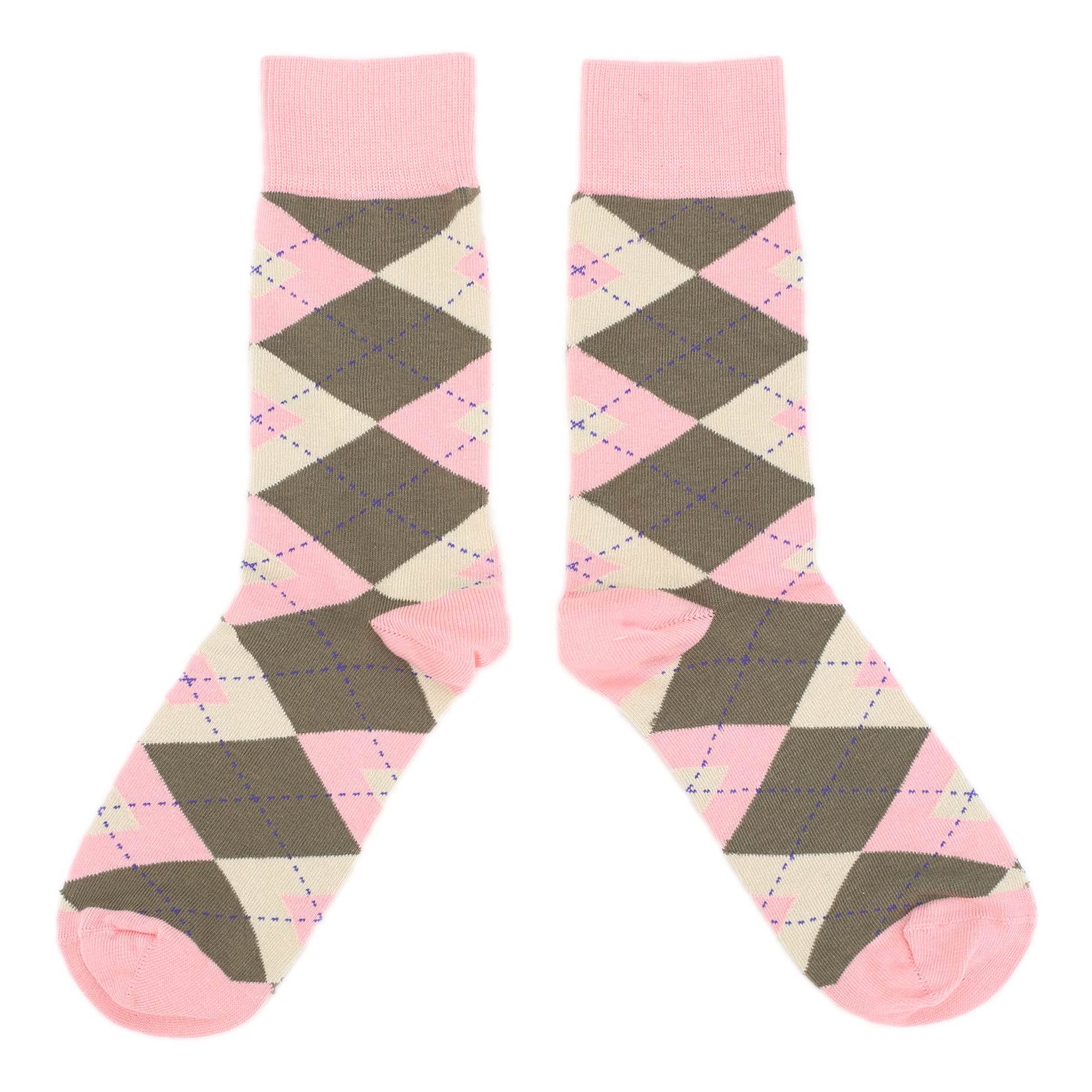 Pink-Brown-Tan-Argyle-Mens-Dress-Socks-Statement-Sockwear-overhead