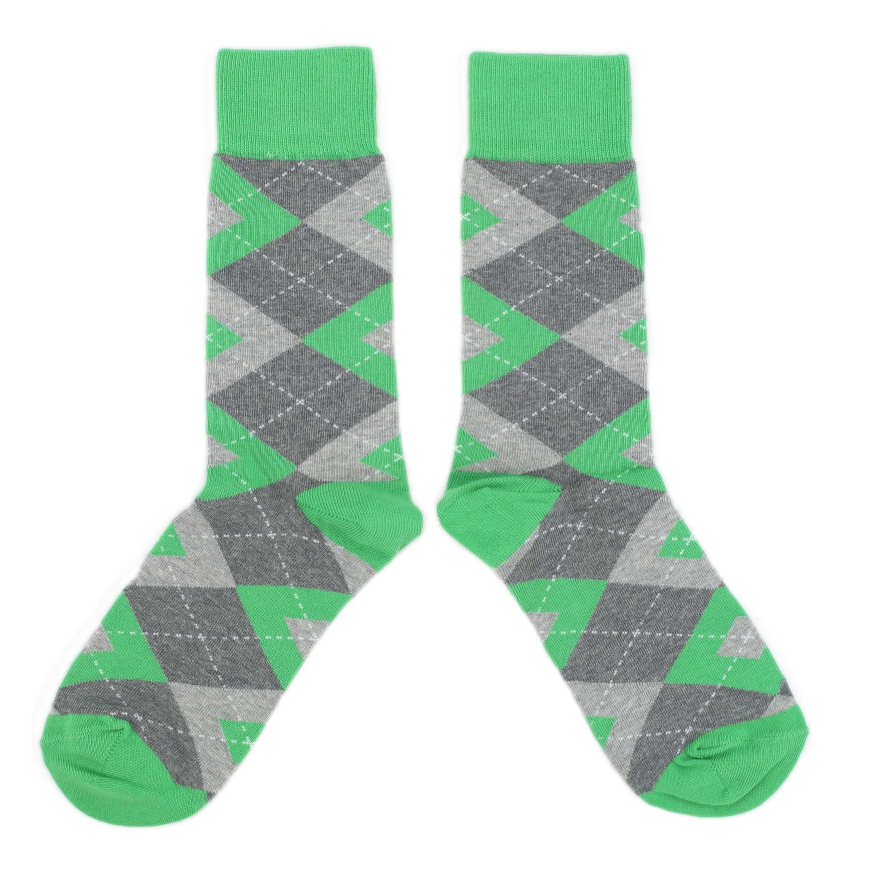 Kelly-Green-Grey-Argyle-Mens-Dress-Socks-Statement-Sockwear-overhead