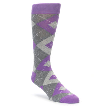 Wisteria Purple Gray Argyle Men’s Dress Socks