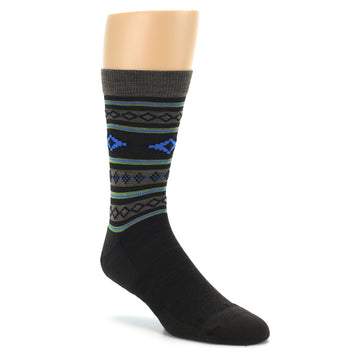 Brown Blue Lime Santa Fe Stripe Wool Men's Socks
