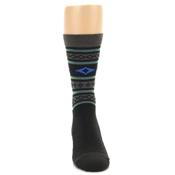 Brown Blue Lime Santa Fe Stripe Wool Men's Socks