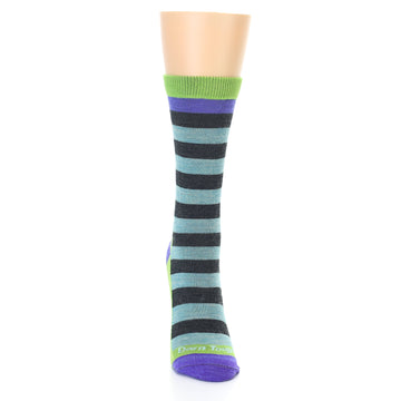 Aqua Charcoal Stripe Wool Women's Socks