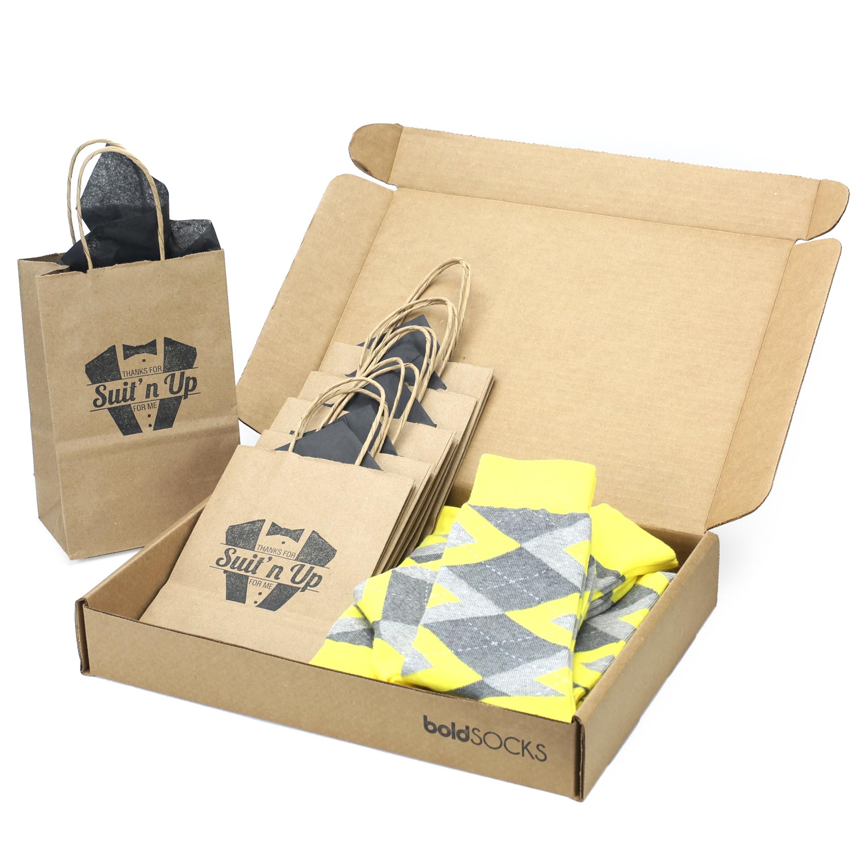 Customizable Groomsmen Wedding Kit Socks Lemon Yellow and Gray