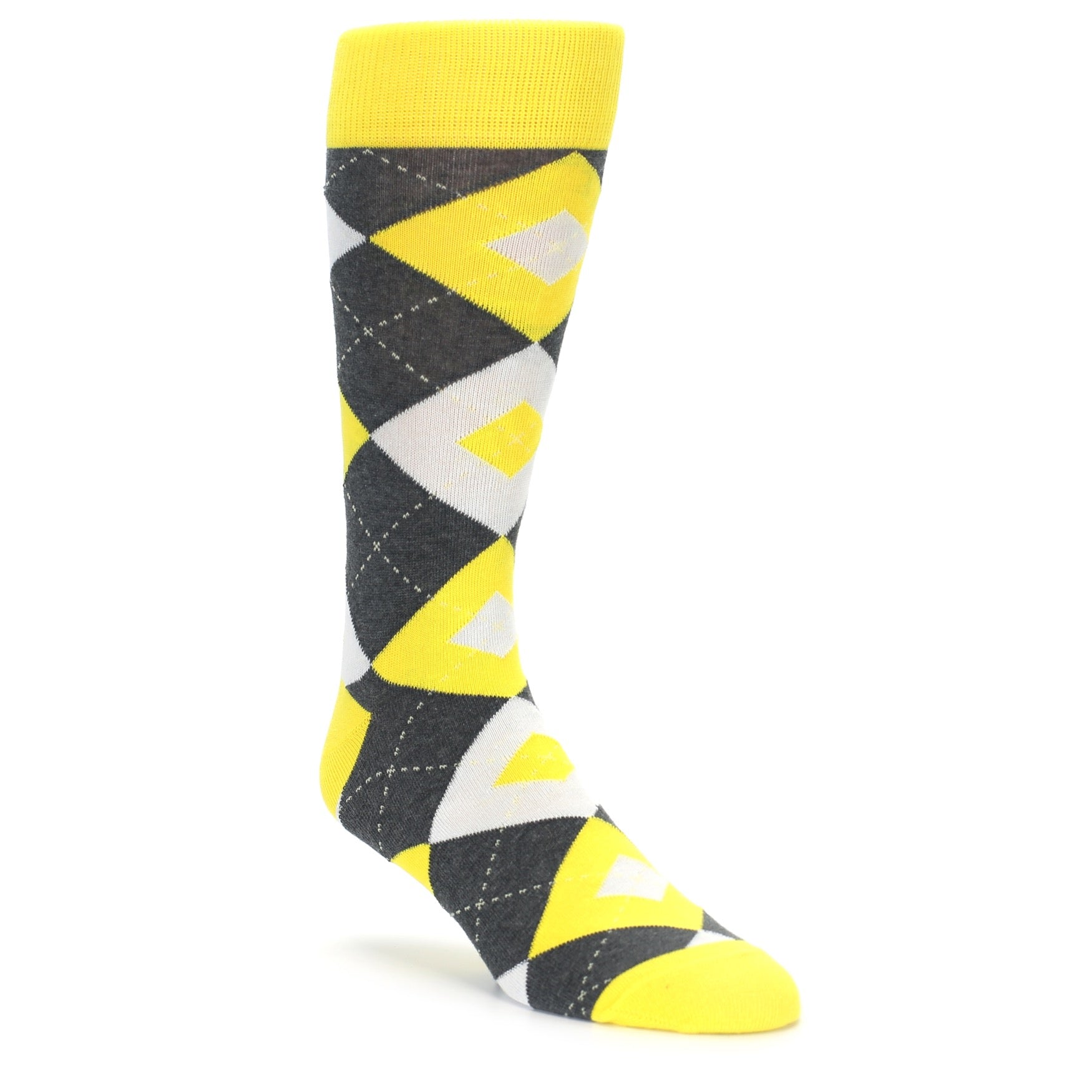 Daisy Yellow Gray Argyle Wedding Socks
