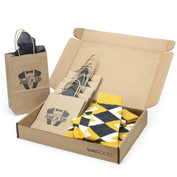 Mustard Yellow Wedding Socks in Customizable Groomsmen Gift Kit