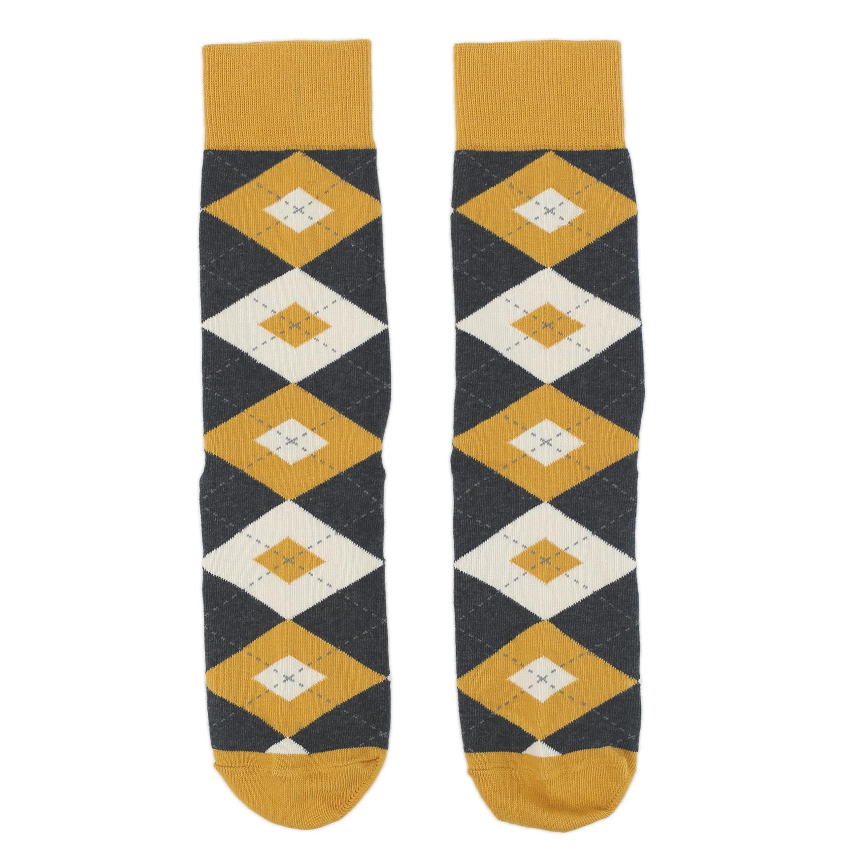 Mustard-Yellow-Grey-Argyle-Mens-Dress-Statement-Sockwear-overhead