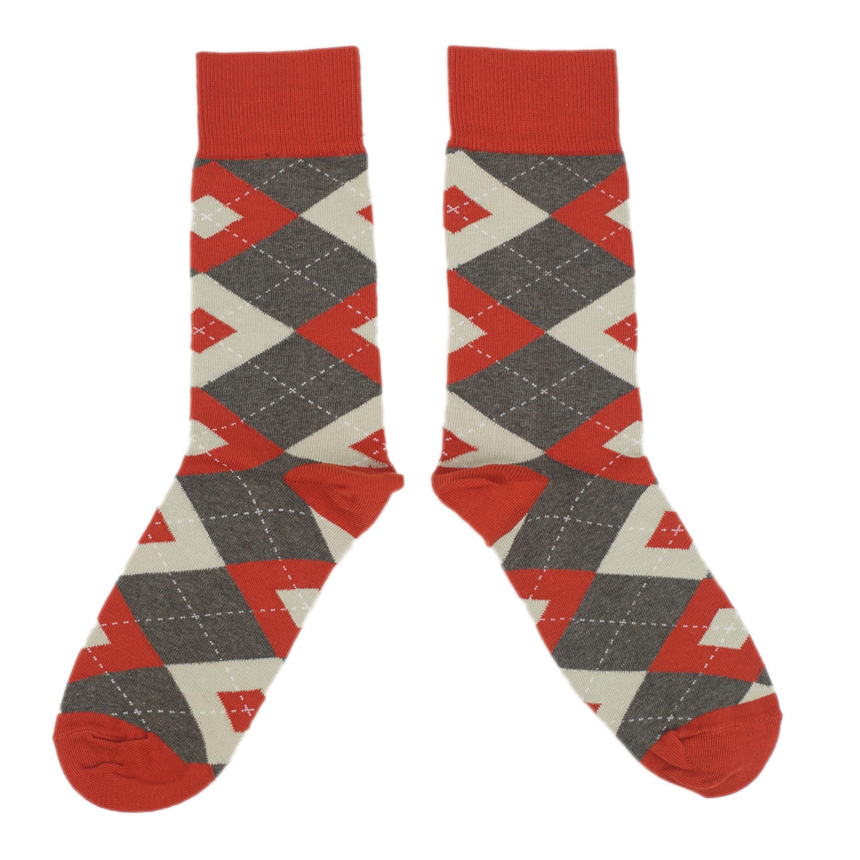 Rust-Heathered-Brown-Argyle-Mens-Dress-Socks-Statement-Sockwear-overhead