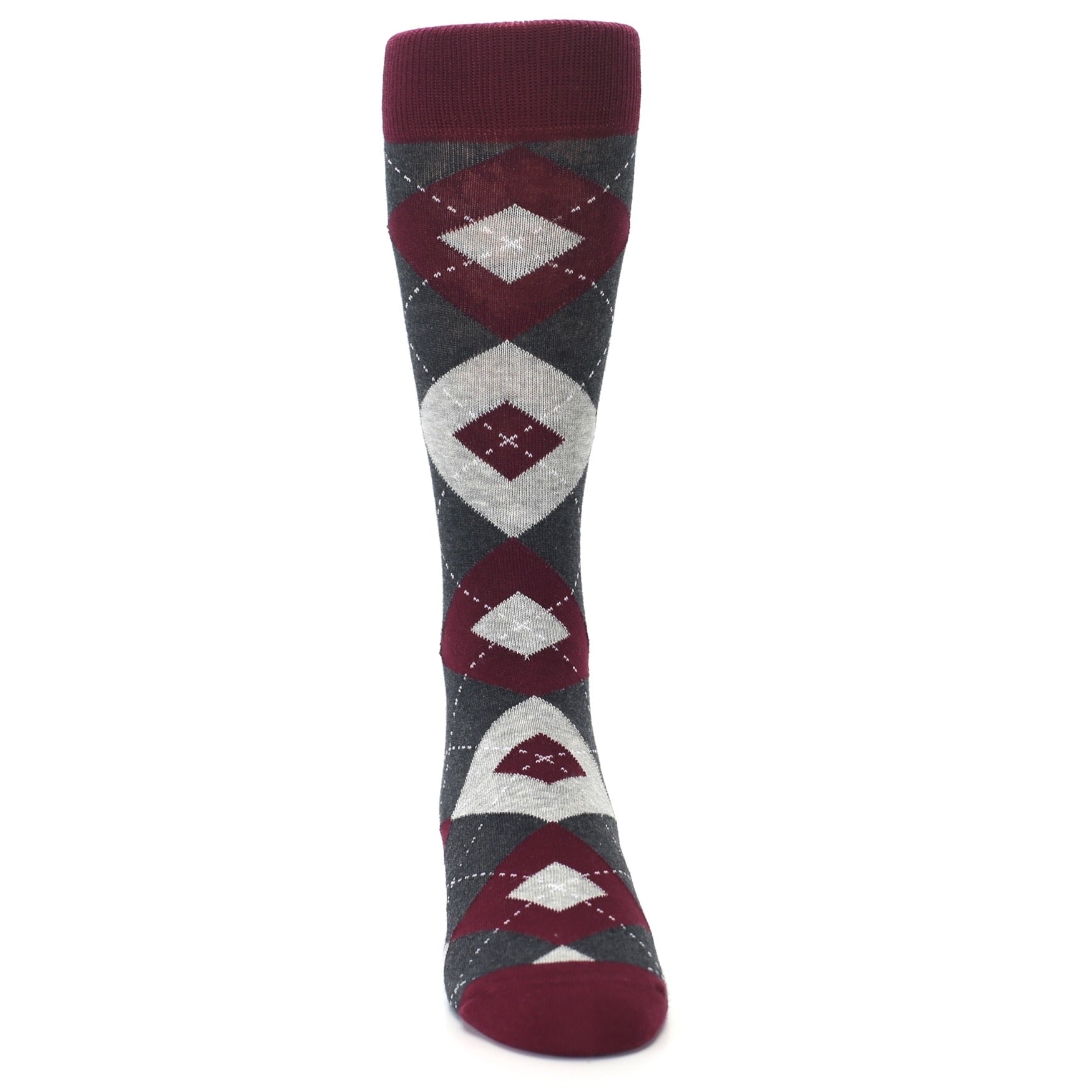 Wine Burgundy Grey Argyle Men's Dress Socks U.S. Men's Shoe Sizes 13-16 Wine Burgundy Grey Argyle Men's Dress Socks U.S. Men's Shoe Sizes 13-16