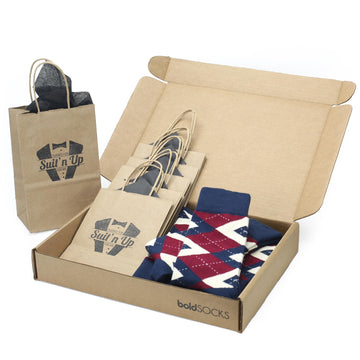 Burgundy Navy Argyle Wedding Socks in Customizable Groomsmen Gift Kit
