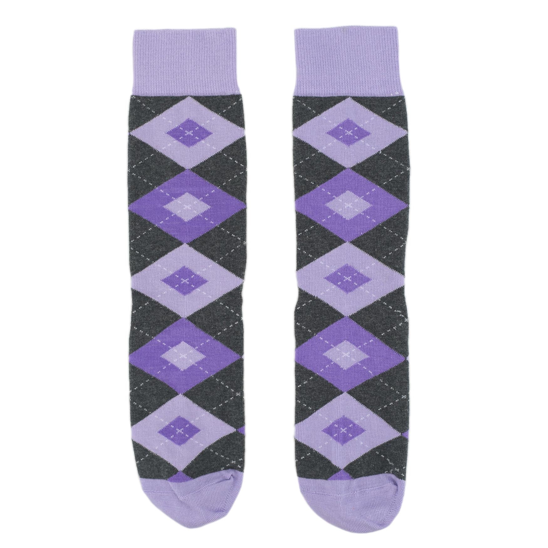 Lilac-Iris-Purple-Grey-Argyle-Mens-Dress-Socks-Statement-Sockwear-overhead