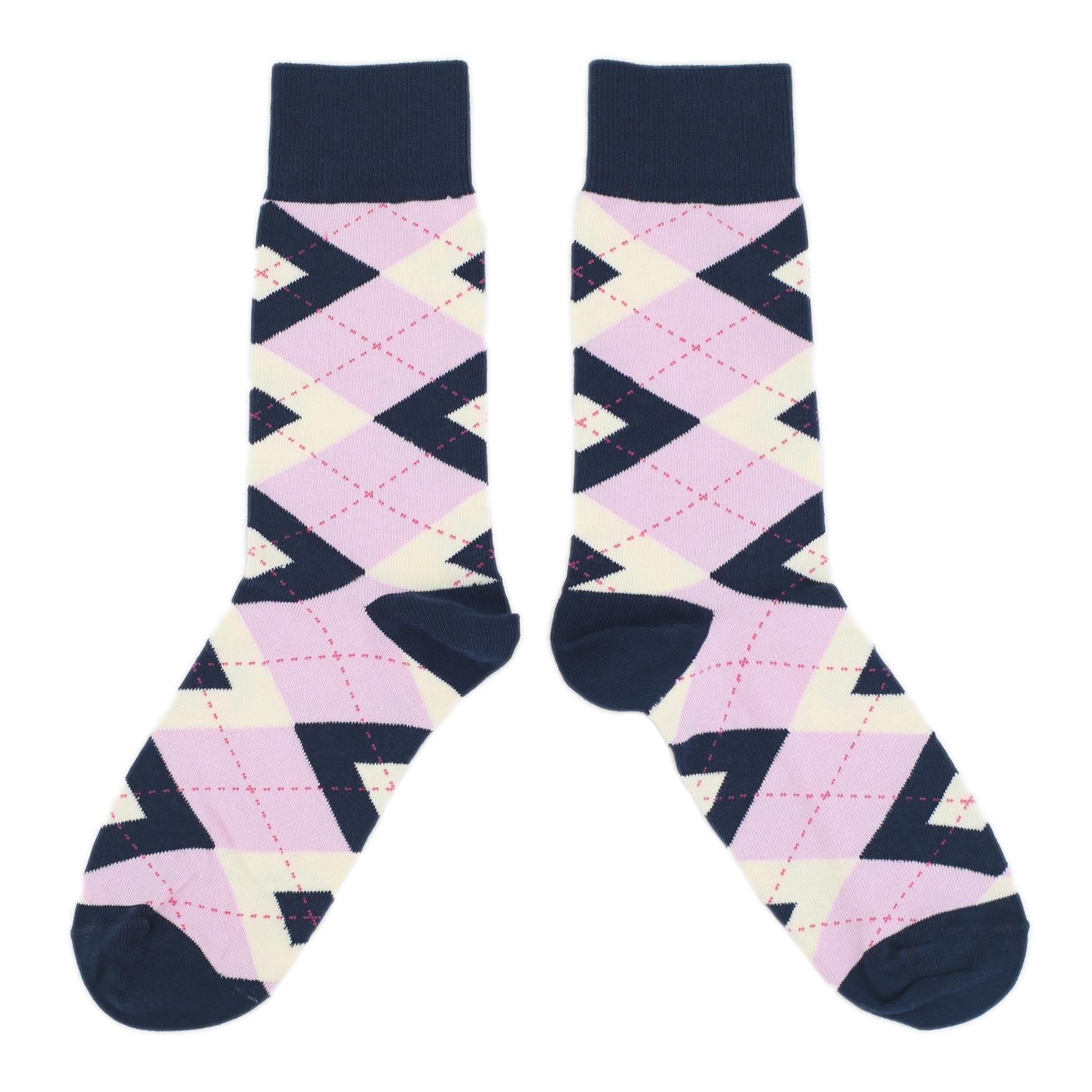 Candy-Tickled-Pink-Navy-Argyle-Mens-Dress-Socks-Statement-Sockwear-overhead