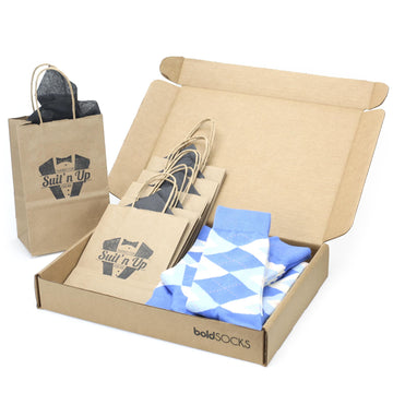 Cornflower Blue Argyle Socks in Customizable Groomsmen Wedding Gift Kit