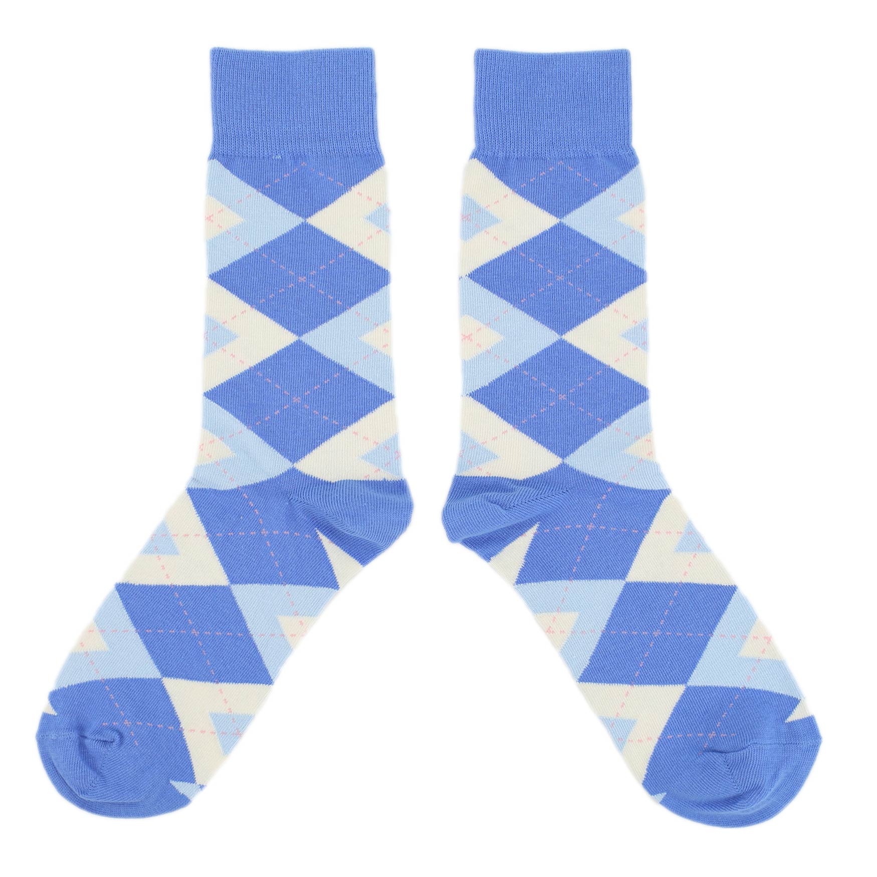 Cornflower-Blue-Argyle-Mens-Dress-Socks-Statement-Sockwear-overhead