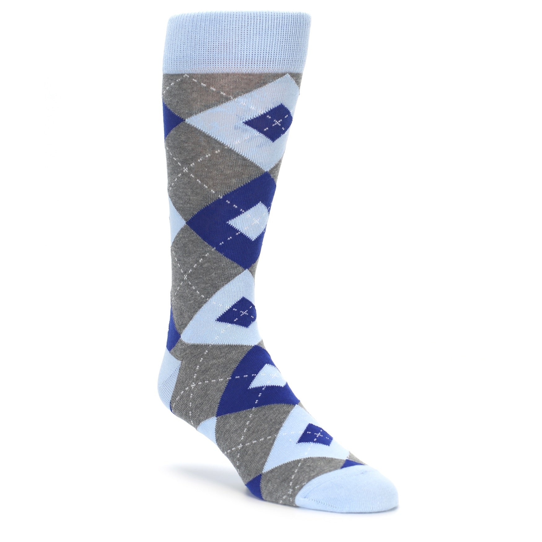 Ice Blue and Cobalt Argyle Men's Groomsmen Wedding Socks