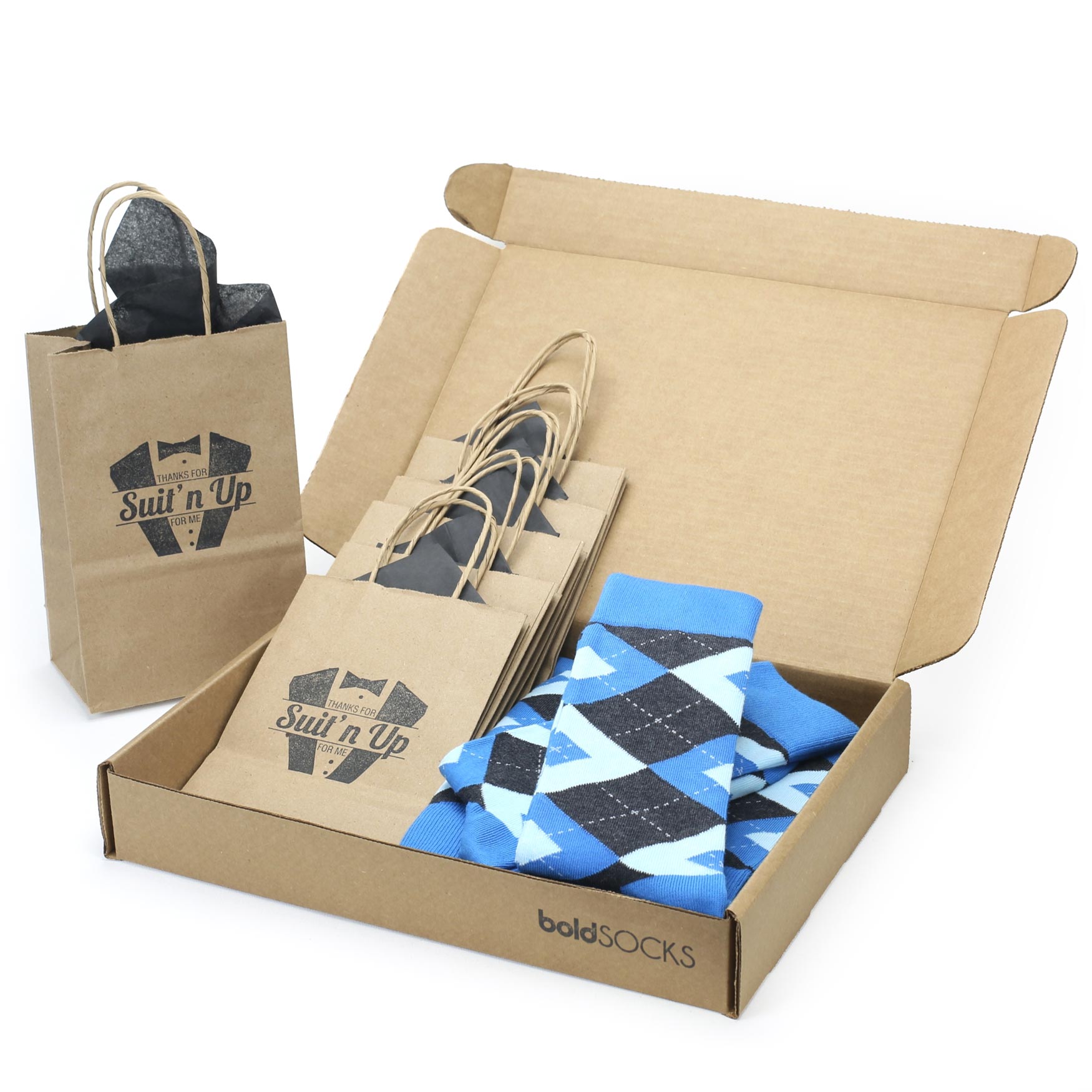 Ocean Capri Blue Argyle Socks in Customizable Wedding Groomsmen Gift Kit