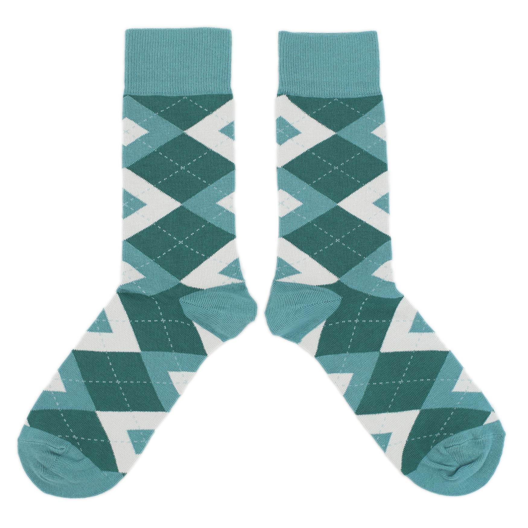 Dark-Green-Gem-Argyle-Mens-Dress-Socks-Statement-Sockwear-overhead