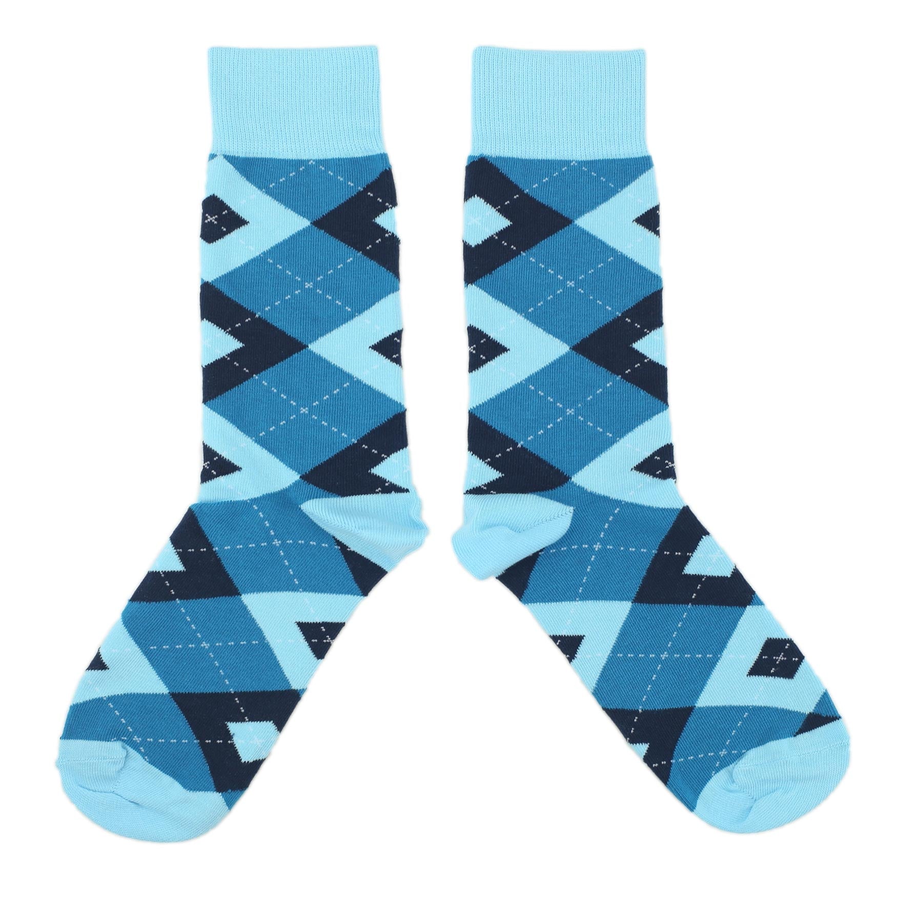 Pacific-Teal-Pool-Navy-Argyle-Mens-Dress-Socks-Statement-Sockwear-overhead