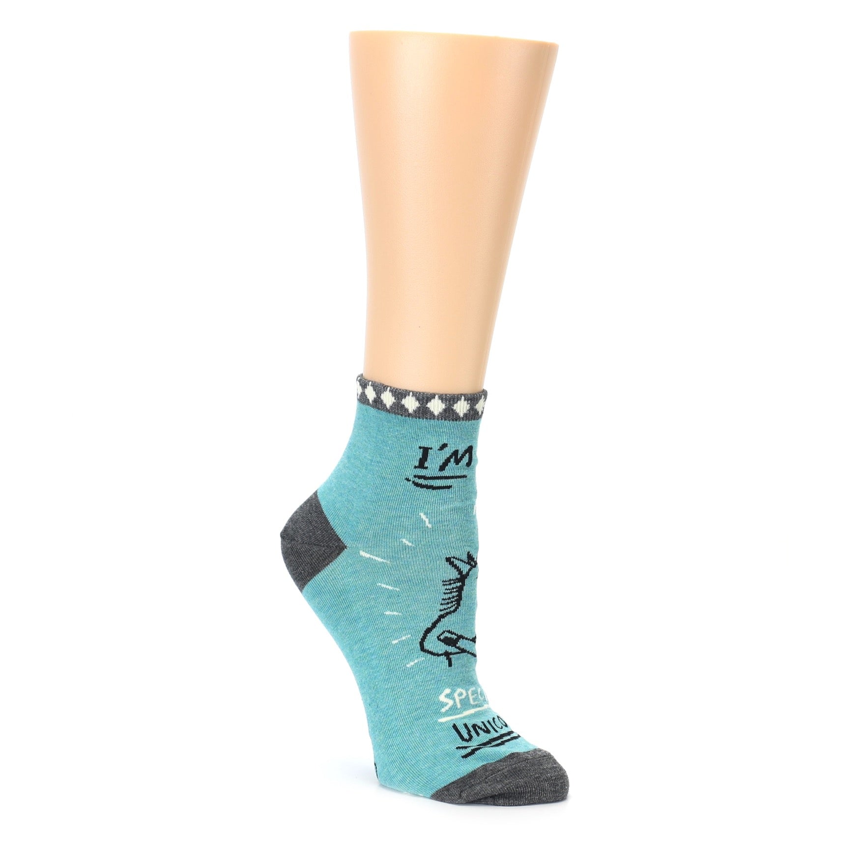 Blue Q teal black white women's ankle socks