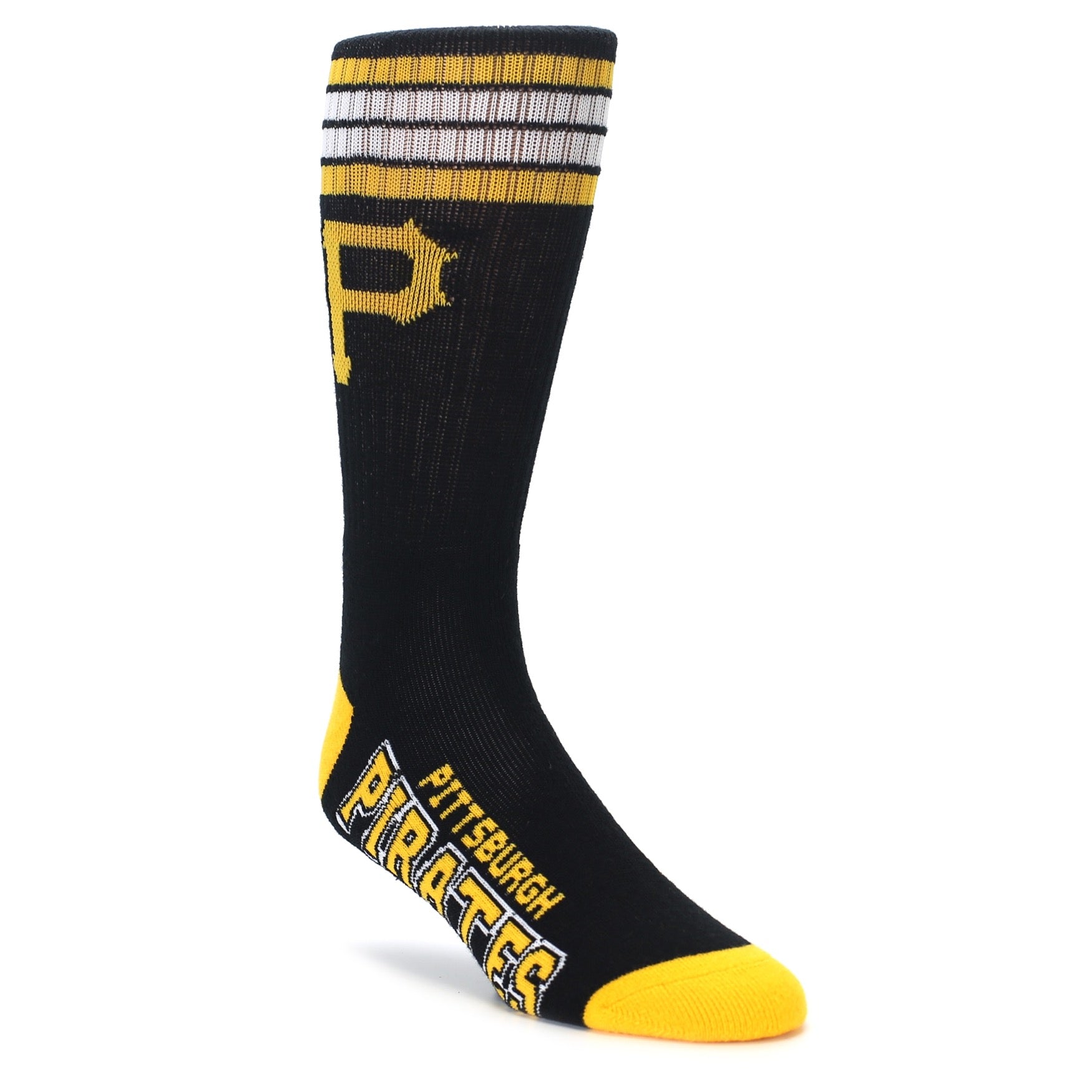 mens black yellow athletic crew socks Pittsburgh Pirates FBF