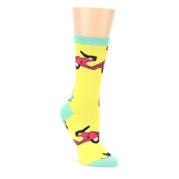 Yellow Mint Moped Socks - Women's Novelty Socks