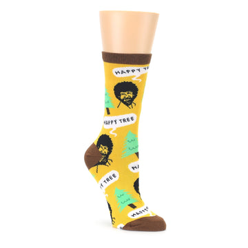 Yellow Bob Ross Happy Tree Womens Dress Socks Oooh Yeah Socks