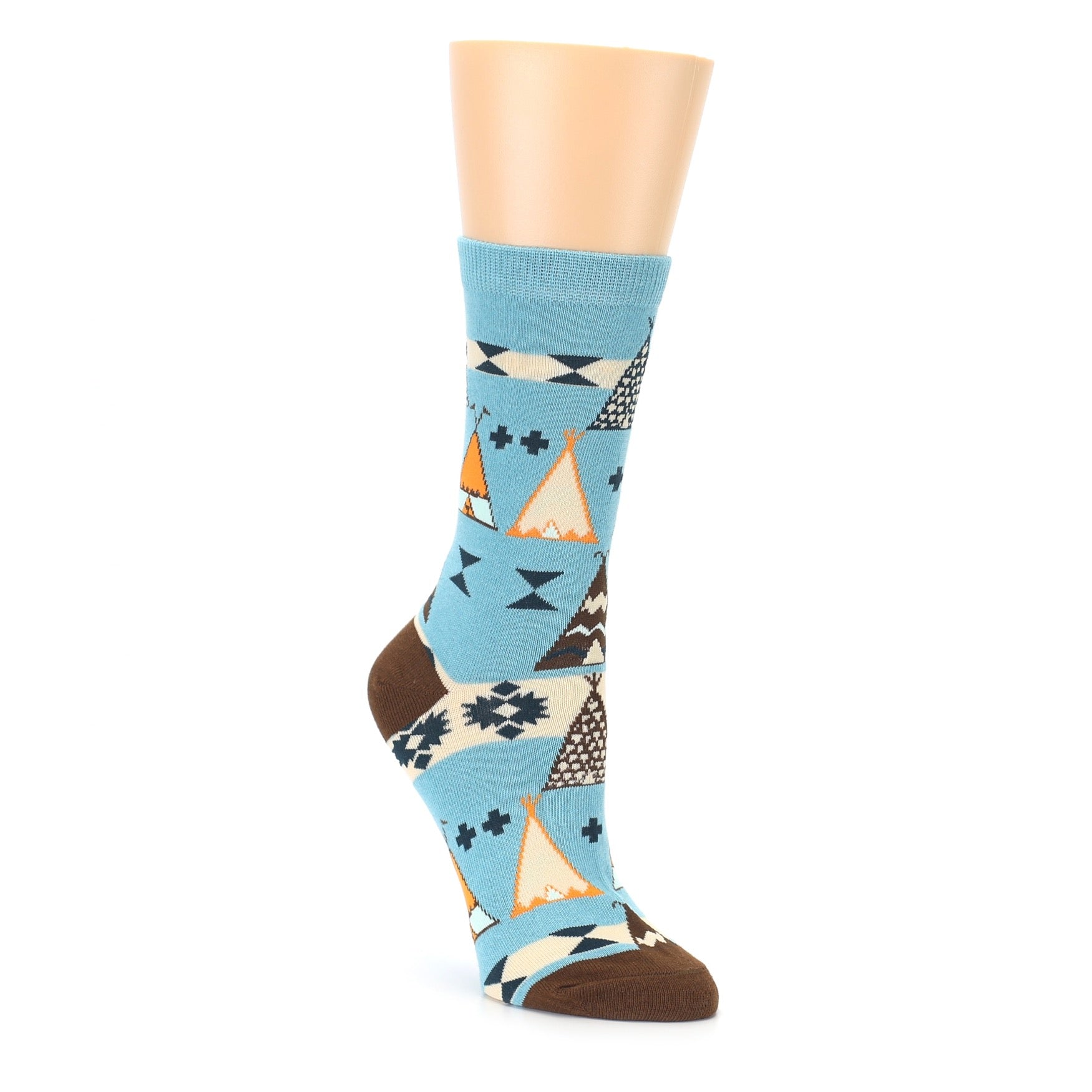 Blue Brown Diamond Pattern Womens Dress Socks Sock It Up