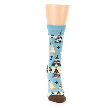 Blue Brown Diamond Pattern Women's Dress Socks
