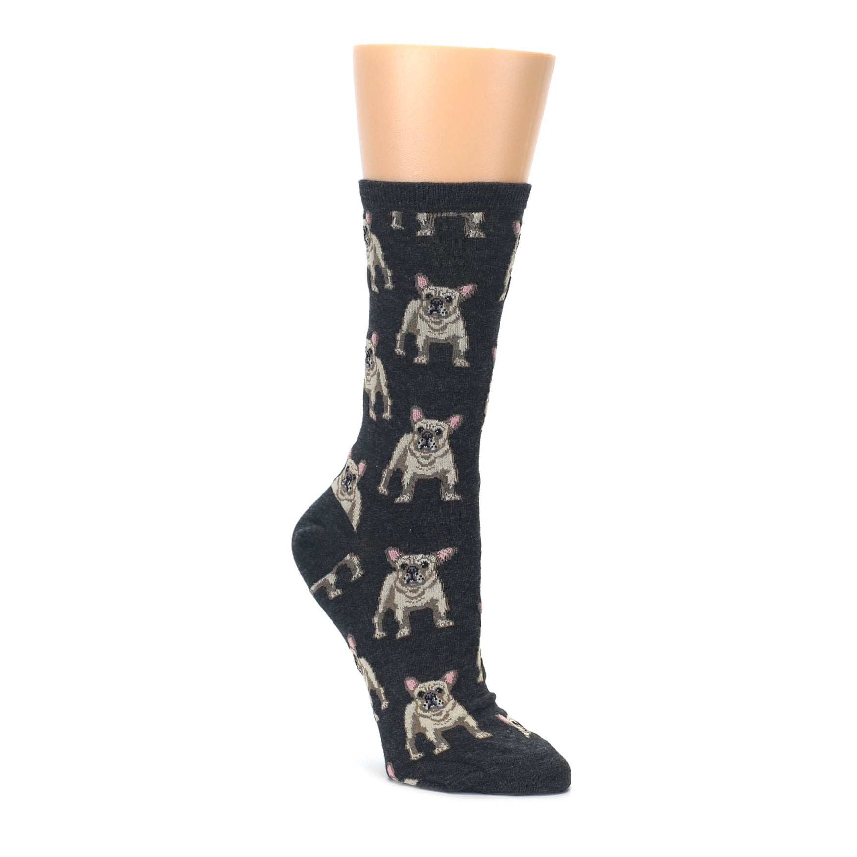 heather gray frenchie dog women's novelty socksmith