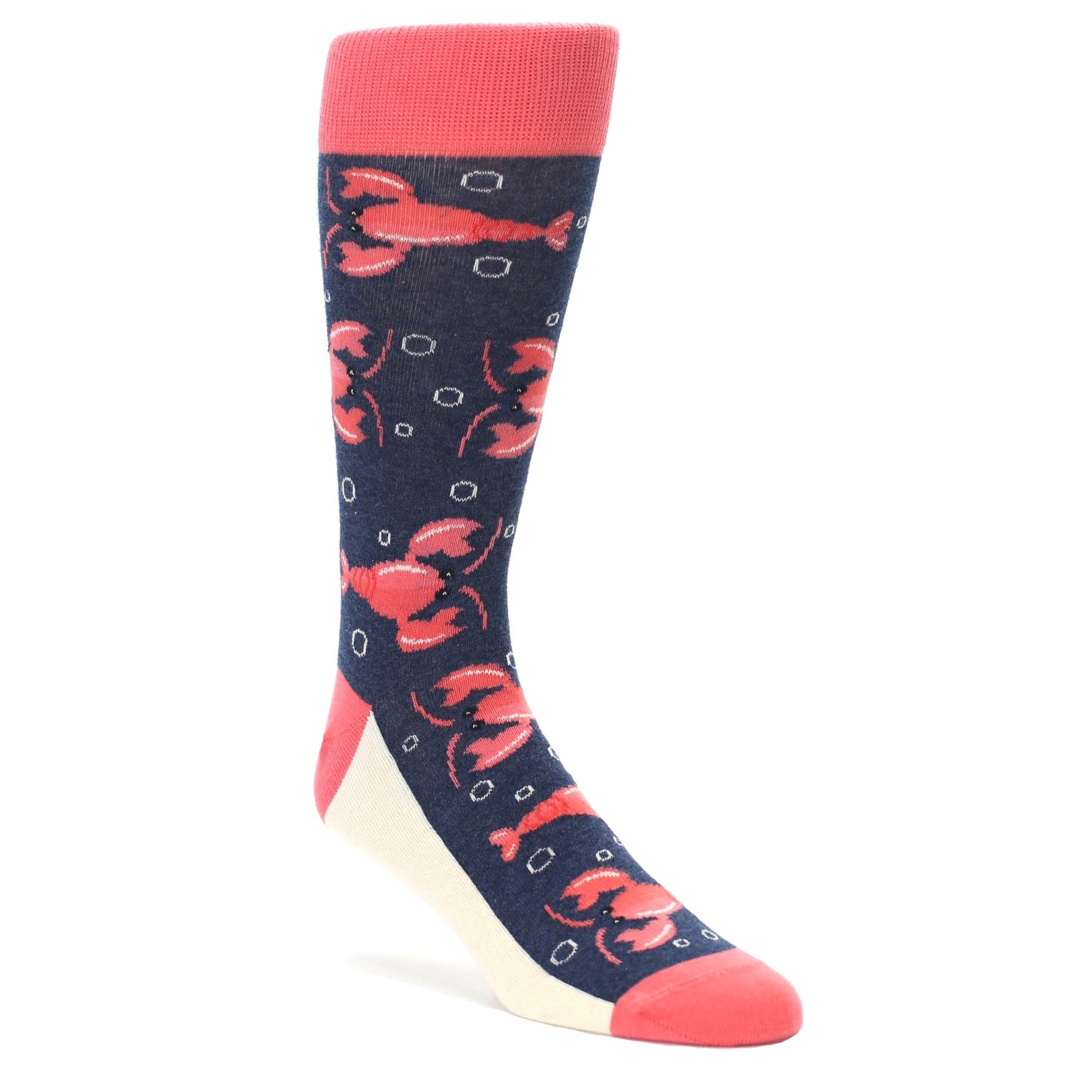 Coral and Navy Lobster Socks for Men