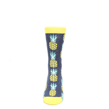 Navy Yellow Pineapple Kid's Dress Socks