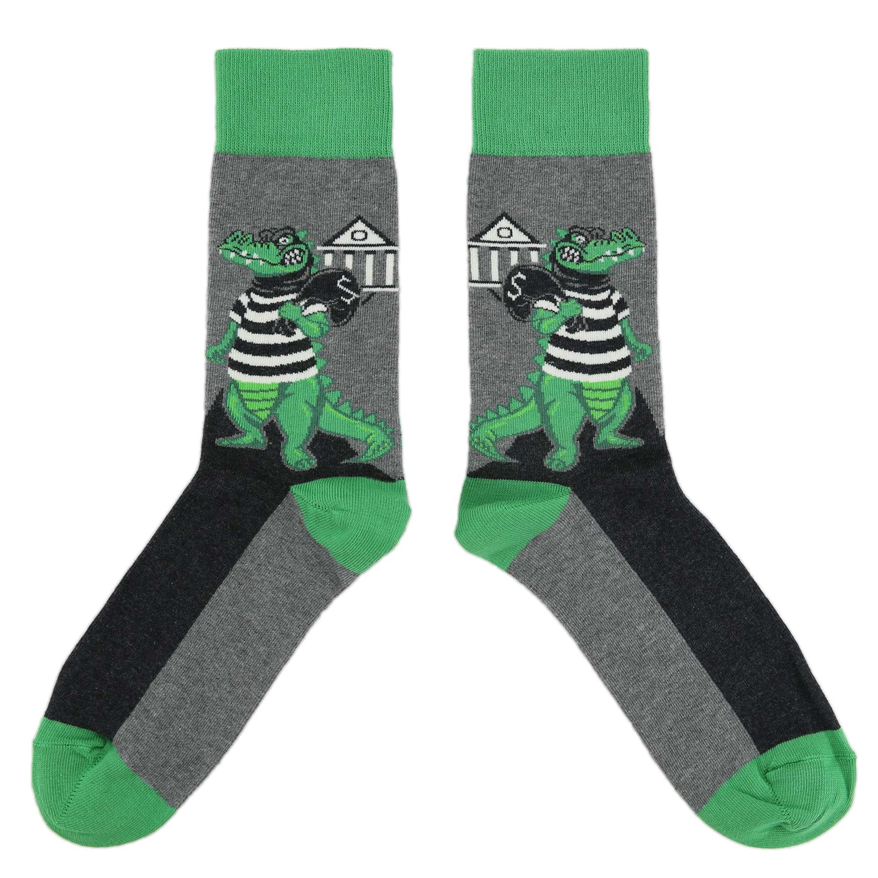 Green-Gray-Crook-o-dile-Mens-Dress-Socks-Statement-Sockwear-overhead