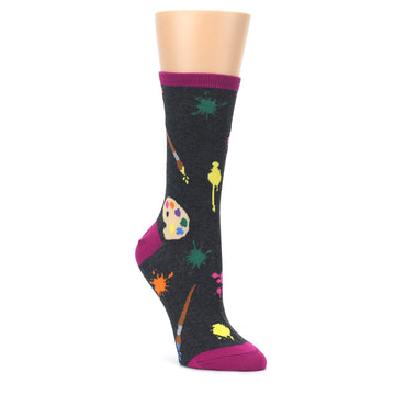 Charcoal Multi Artist Paint Socks - Women's Novelty Dress Socks