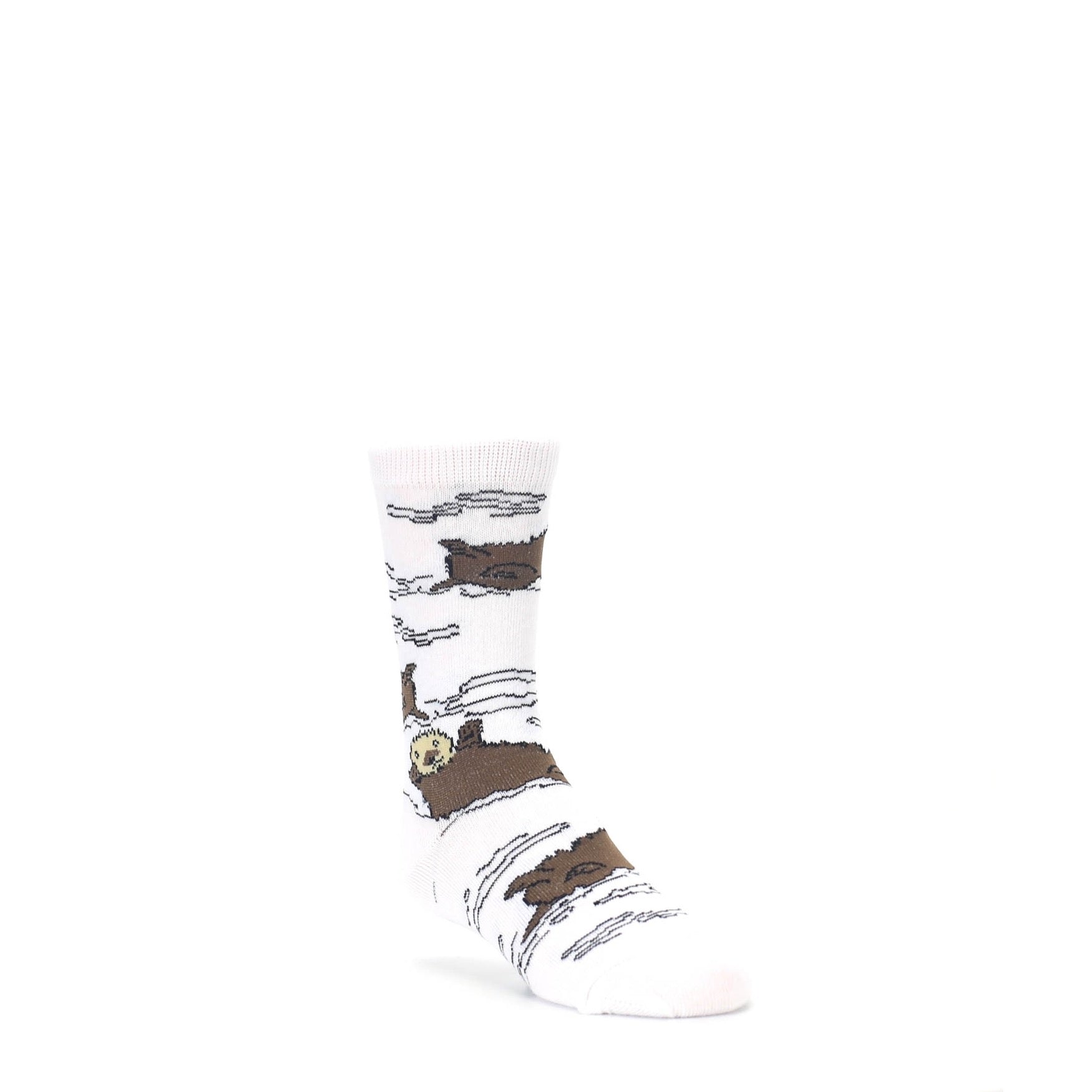 4-9Y-White-Brown-Otters-Kids-Dress-Socks-Wild-Habitat