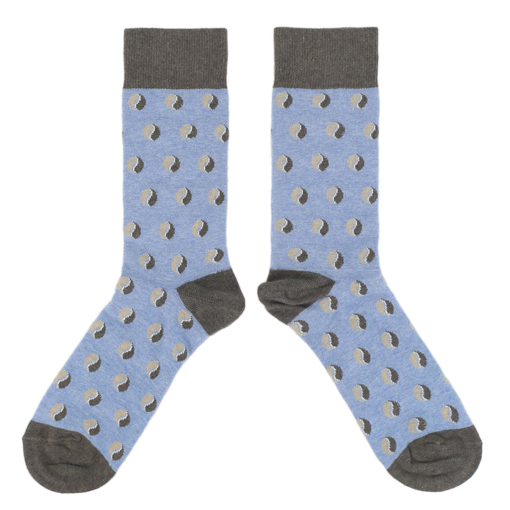 Light-Blue-Brown-Coffee-Bean-Mens-Dress-Socks-Statement-Sockwear-overhead