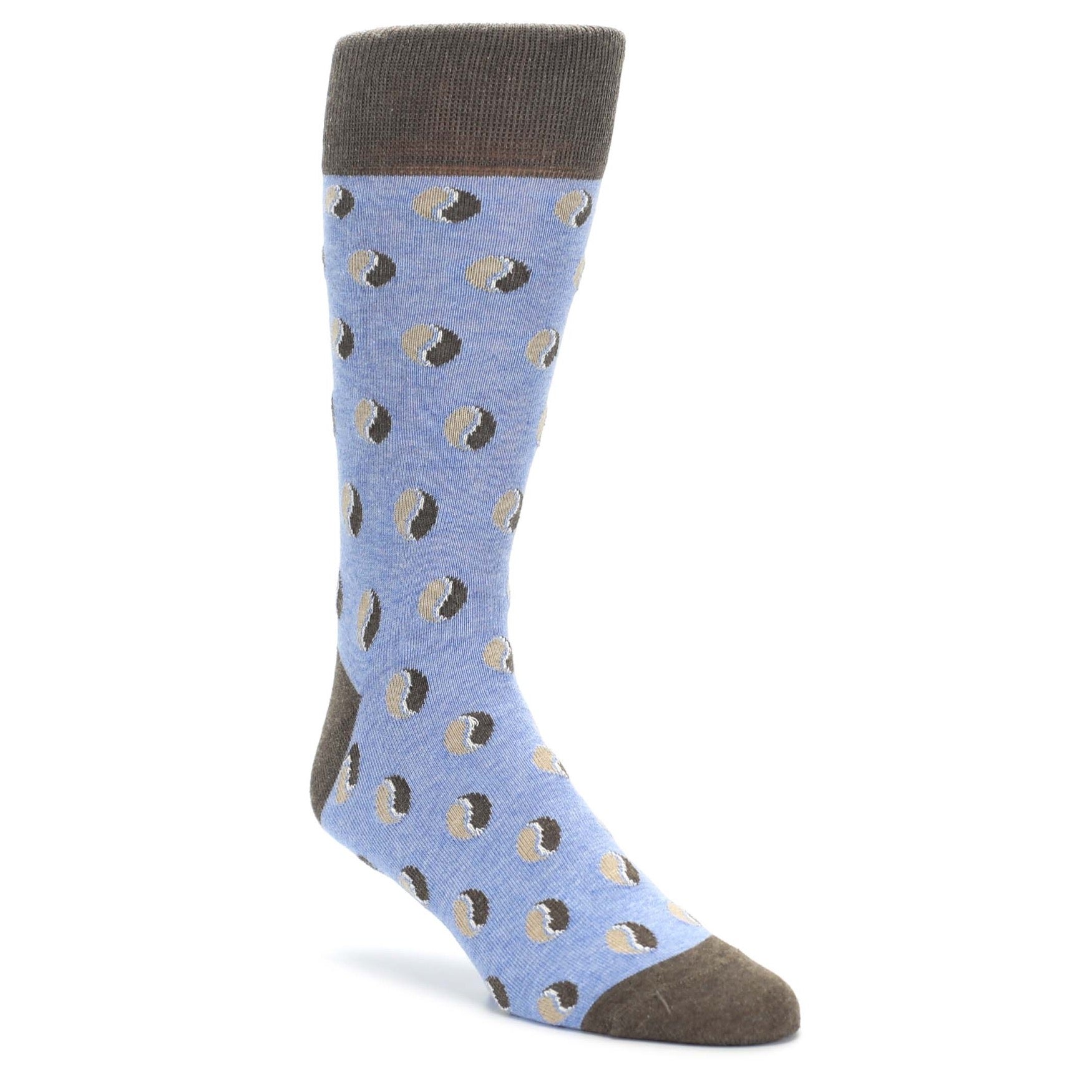 Light-Blue-Brown-Coffee-Bean-Mens-Dress-Socks-Statement-Sockwear